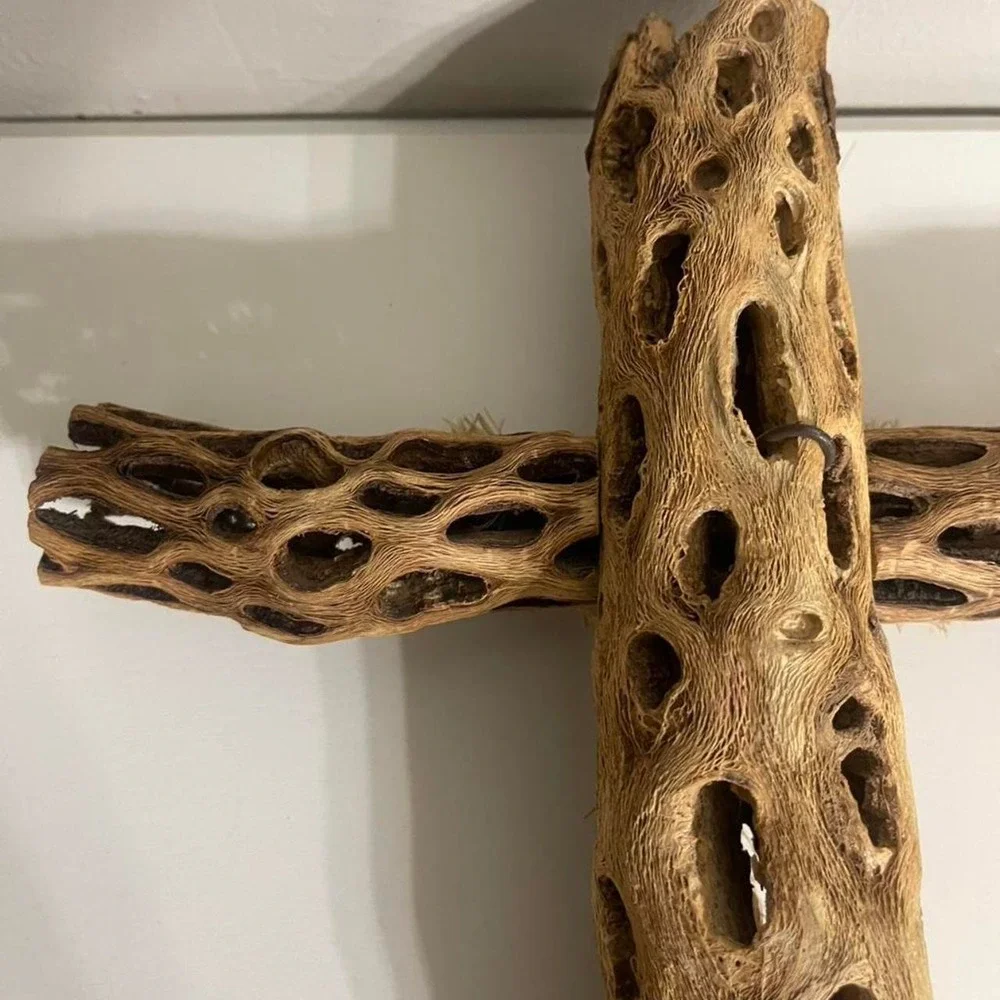 Vintage Rustic Driftwood cross with rope detail‎